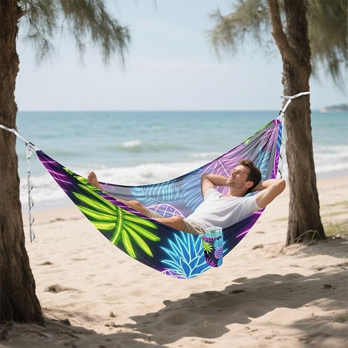 Summer Neon Pineapple Leaf 330lb Capacity Hammocks for Camping with Portabl Carry Bag Portable Hammock for Patio Backyard Lounge Base hamaca con Base para adultos