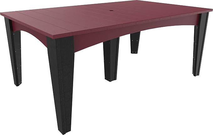 LuxCraft Poly Island Dining Table, 44" x 72" Rectangular Outdoor Patio Table, Made with Recycled Plastics, Made in USA (Cherrywood & Black)