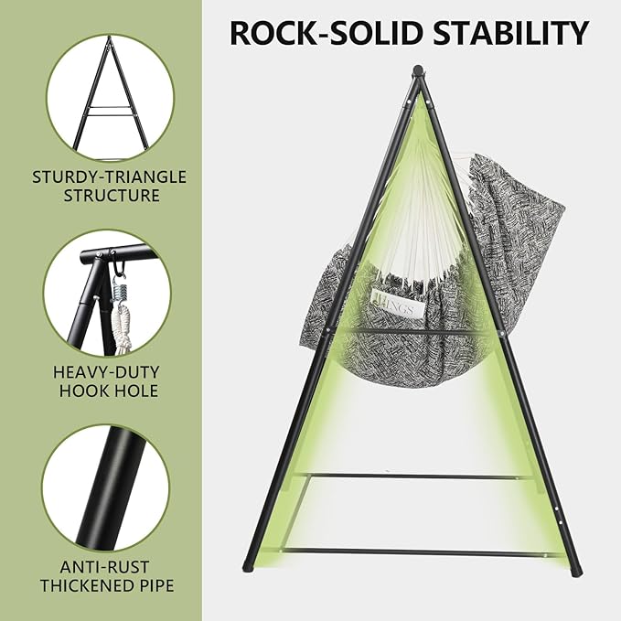 Hammock Chair Stand with Swing Chair,Heavy-Duty Hanging Chair with Stand,Include Hanging Swing,MAX Load 660 LBS,Hammock Swing Chair Stand for Indoor Outdoor Patio Yard Garden Porch