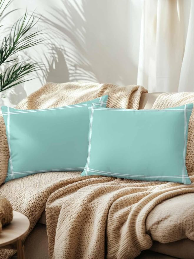 Outdoor Waterproof Throw Pillows Farmhouse Decor Aqua Patio Pillows Pack of 2,Decorative Pillow Covers with Insert,Pillow Cushion Case for Garden Couch Sofa