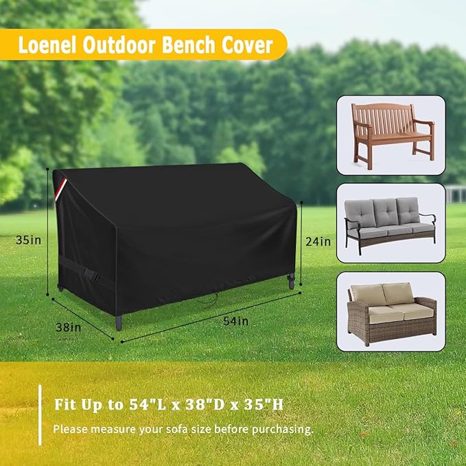 Outdoor Loveseat Cover, Waterproof 2-Seater Outdoor Bench Cover for Patio Sofa Furniture, Outside Small Couch Covers - 54" L x 38" W x 35" H