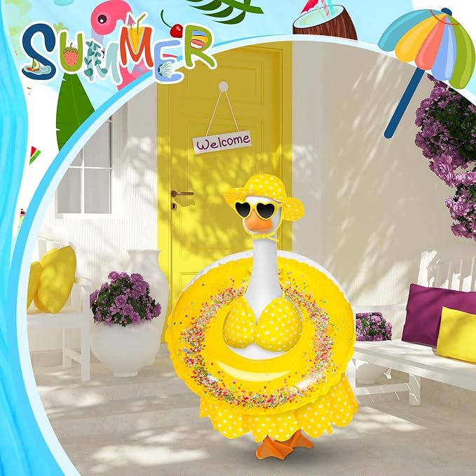 JcHrmers Summer Goose Outfit 23 Inch Porch Goose Bikini Clothes with Swimsuit Swim Ring Hat Sunglasses