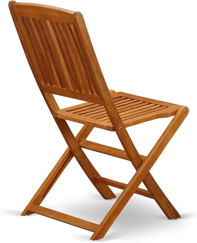 East West Furniture DECM92CANA 9 Piece Patio Garden Table Set Includes a Rectangle Outdoor Acacia Wood Dining Table and 2 Folding Arm Chairs with 6 Side Chairs, 40x72 Inch, Natural Oil