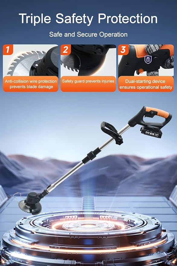 Cordless Weed Wacker,Electric Weed Eater,2 Batteries,Grass Trimmer Cordless,Black-C