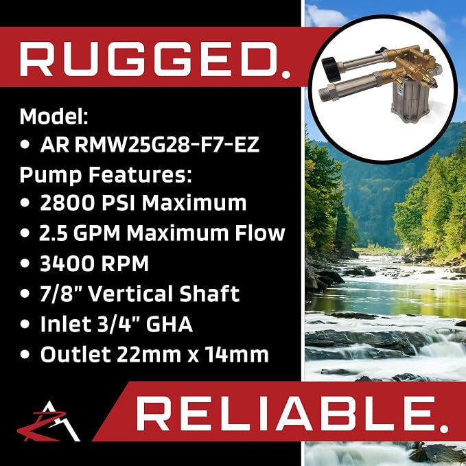 The ROP Shop OEM AR 7/8" Shaft 2800 PSI Vertical Pressure Washer Pump for Craftsman 020236-0
