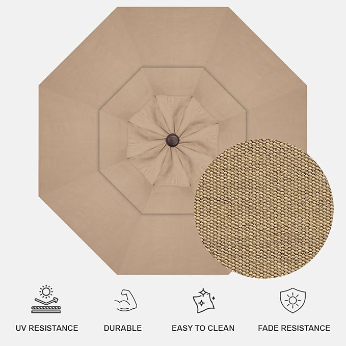 Treasure Garden AKZ PLUS Cantilever Umbrella 13' Octagonal Sunbrella Heather Beige Canopy and Bronze Frame with Rolling Base