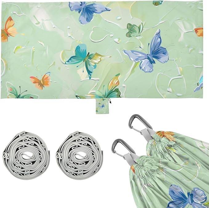 Oil Painting with Retro Green Butterfly Feel 330lb Capacity Hammocks Hanging Hammock for Outside Beach Patio Garden Base para hamacas para adultos