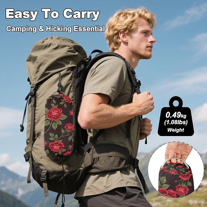 Hammocks for Outside Rose Flower Camping Hammock Portable Hammocks with Tree Straps and Carry Bag Camping Accessories for Hiking Beach Outdoor