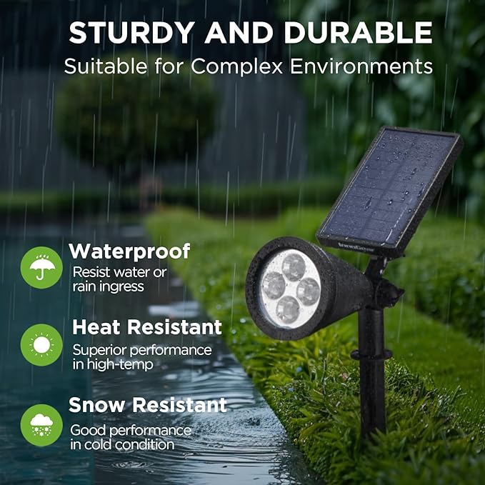 InnoGear 6 Solar Lights Outdoor Spot Garden Yard Landscape Flag, Warm White | Waterproof, Auto On/Off, Adjustable Brightness, 2 Installations, Flag Pole, Tree, Uplights, Solar Powered Spotlight, Pathway