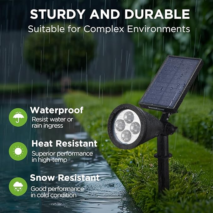 InnoGear Solar Lights Outdoor Waterproof Solar Garden Light for Outside Yard Landscape Lighting Pathway Spot Lights Spotlight Wall Light Auto On/Off, Pack of 2 (White)