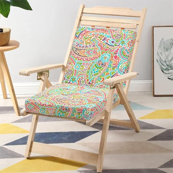 FUNHOME 2 Pack Outdoor Cushion Slipcovers 24" x 22" x 4", No Insert! Water-Resistant Patio Chair Seat Cushion Covers with Zipper and Tie, Replacement Cover Only(Melora Paisley)