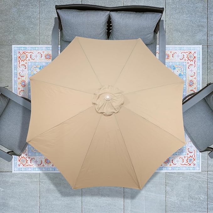 BPS 9FT Outdoor Patio Umbrella, Outdoor Market Table Umbrella with 8 Sturdy Ribs, Push Button Tilt and Crank for Garden, Deck, Backyard, Poolside
