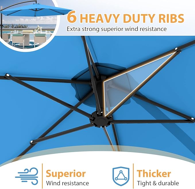 Greesum Patio Umbrella, Outdoor Table Umbrella with Push Button Tilt, Crank and 8 Sturdy Ribs