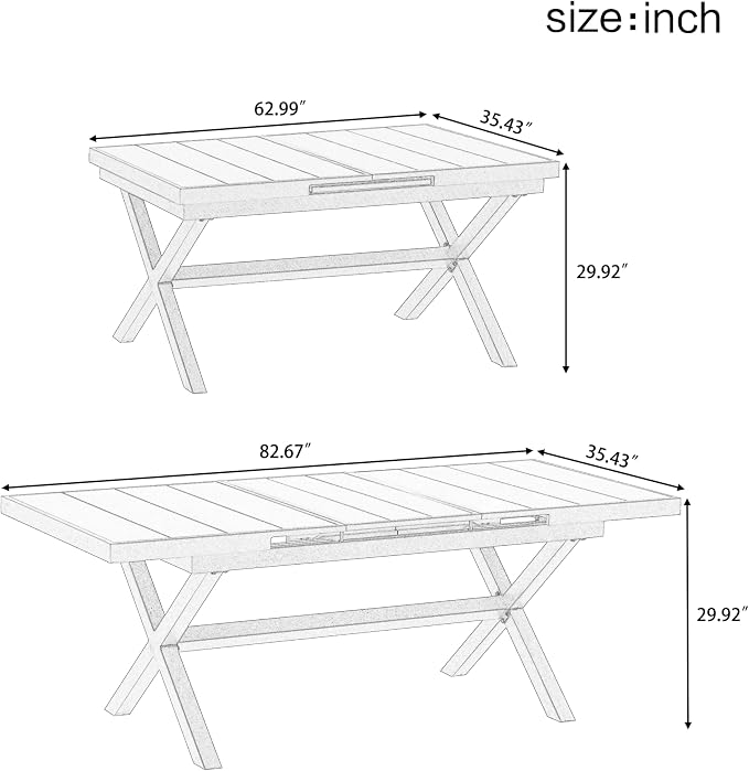 RUNNA Experience Outdoor Dining Freedom with a Flexible Set Including Six Chairs and a Table That Extends from 62.9 to 82.6 Inches for Personalized Arrangements (Black+Natural@43)