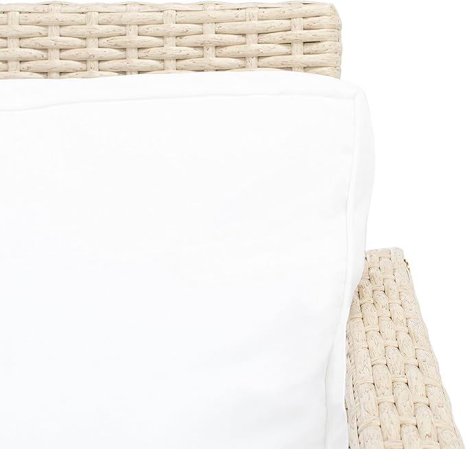 Safavieh Outdoor Collection Garnen Beige Wicker Cushion 4-Piece Living Set PAT7714B, Grey/White