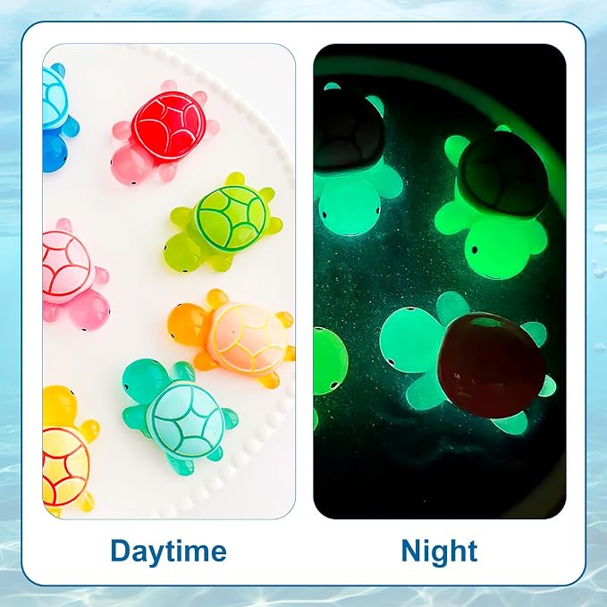 50PCS Mini Resin Turtles, Small Colorful Turtle Figurines Bulk Set | Tiny Resin Animals for Ocean Theme Party Decor, DIY Crafts, Cake Toppers (10 Vibrant Colors)
