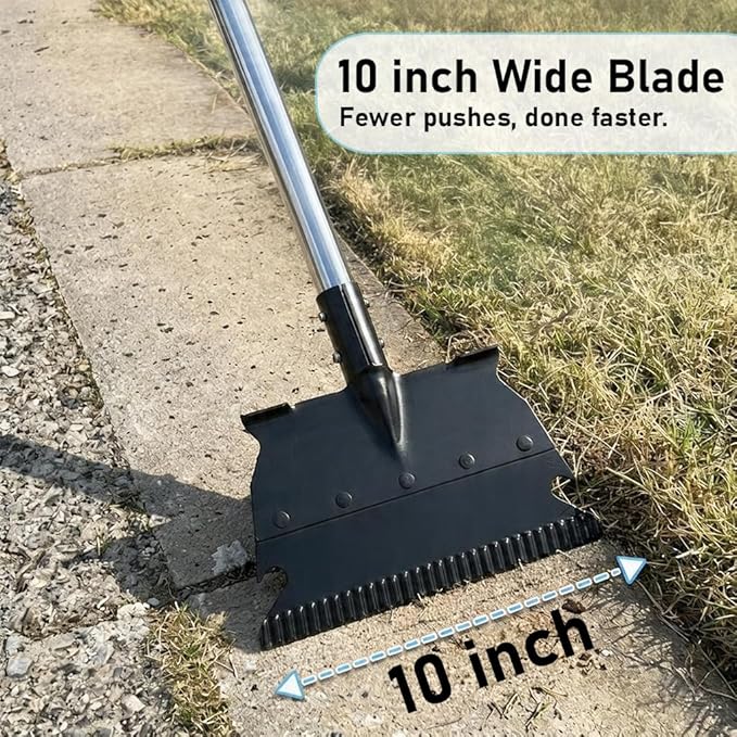 Garden Flat Shovel, 50" Weed Removal Tool with Detachable Pole, Manganese Steel Weeding Shovel with Reinforced Rib & Wavy Anti-Curl Edge, Scraper for Lawn Edging, Driveway Cleaning