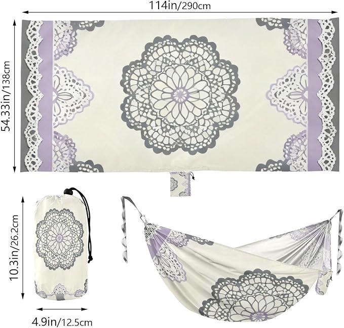 Lace Pattern Hammocks for Camping with Portabl Carry Bag Hanging Hammock Outside Beach Patio Garden