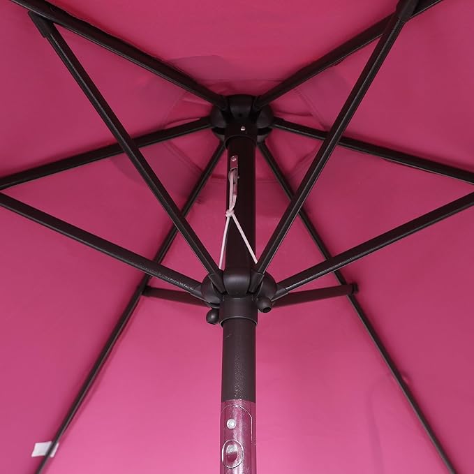 Blissun 7.5 ft Patio Umbrella, Yard Umbrella, Outdoor Market Umbrella with Push Button Tilt Crank, Fuchsia