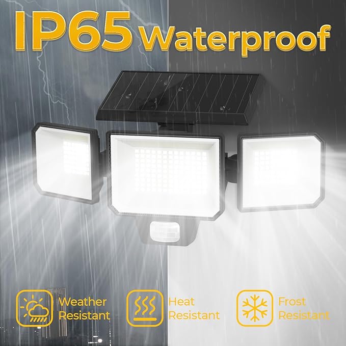 Solar Motion Sensor Lights with Remote Control, IP65 Waterproof LED Solar Wall Lights, Solar Flood Security Light with 3 Modes for Porch Garage Garden Yard Patio (Black, 2 Pack)