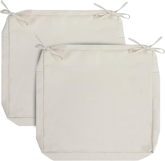 FUNHOME Outdoor Chair Cushion Covers 2 Pack, No Insert! Patio Cushion Covers Replacement 22" x 20" x 4", Water Resistant Patio Chair Cushion Slipcovers, Cream White(Covers ONLY)