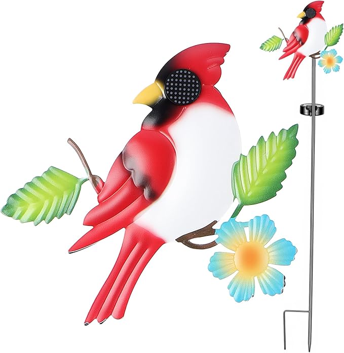 Solar Stake Lights Outdoor - Dynamic Eyes Cardinal Decor Lights Waterproof Solar Garden Stakes for Lawn Patio Pathway Decorative Yard Art Ornaments Gifts for Women Men Mom Grandma Dad