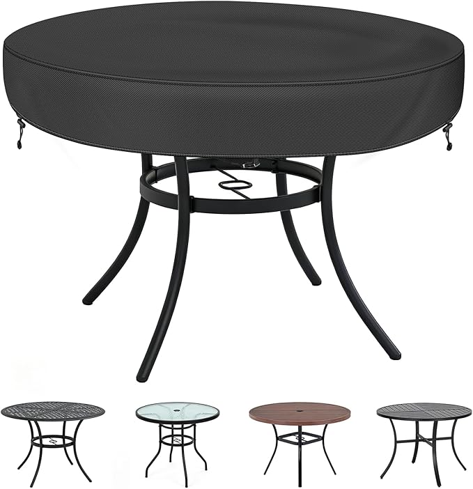 TOHONFOO Outdoor Round Table Cover - Waterproof Anti-UV Round Patio Table Cover - Fits Outdoor Table Up to 40-42 Inch
