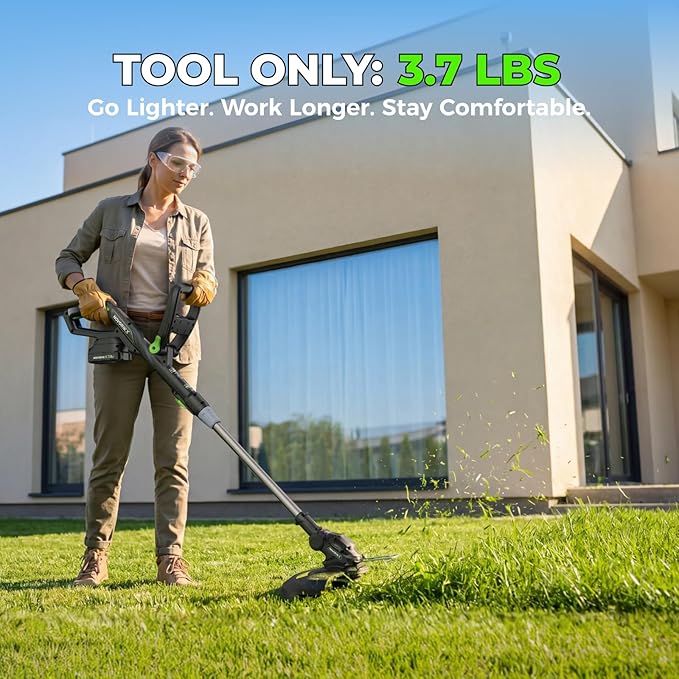 NovorikX 20V String Trimmer Cordless, 12 Inch Battery Powered Grass Trimmer for Women & Seniors, 2 x 2.0Ah Batteries & Charger Included, 3.7lbs Light Weight Weed Wacker