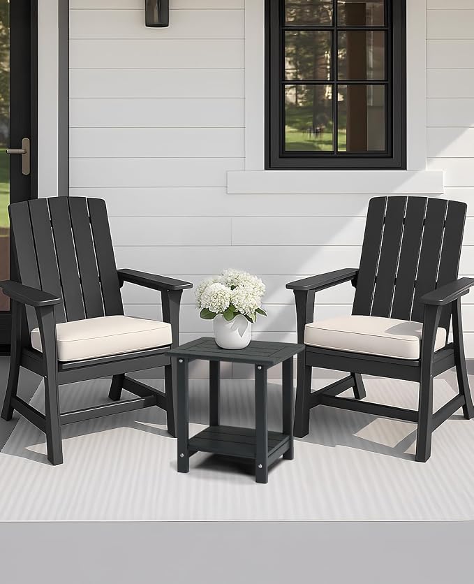 Outvita Outdoor Side Table, 2-Tier HDPE Adirondack Small Side Tables Weather Resistant Patio End Table for Backyard Poolside Porch Balcony