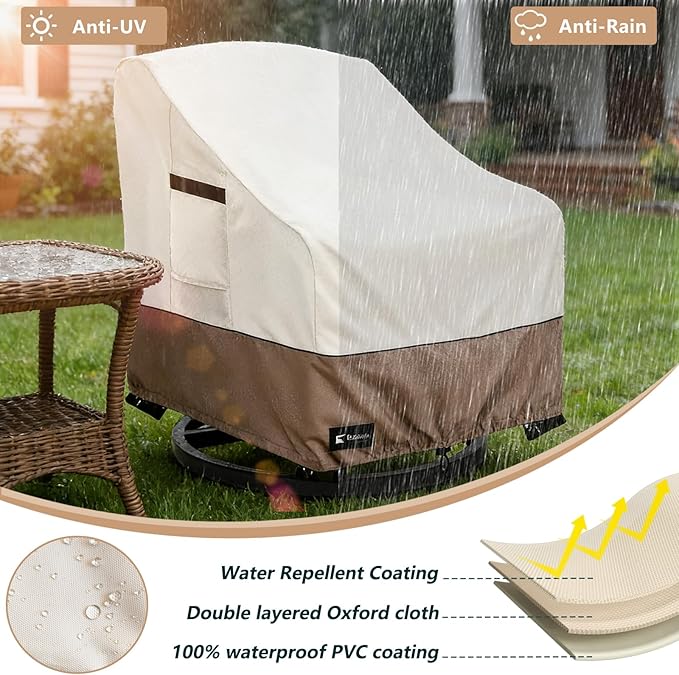 Patio Chair Covers Waterproof Outdoor Furniture Cover, All-Weather Protection Outdoor Lawn Patio Furniture Covers 4 Pack for 30" W x 33" D x 32" H, Beige