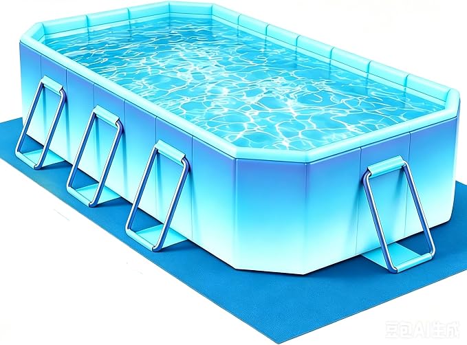 Large Foldable Swimming Pool for Adults with Ground Cloth - Non-Inflatable Pools for Backyard Garden Outdoor Summer Water Party Collapsible Folding Dog Pool 116"x65"x22"