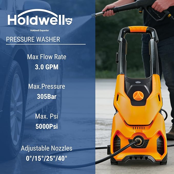 HoldwellS 2026 New P*ressure Washer 5000 MAX PSI, P*ower Cleaner with 4 Quick Connect N*ozzles, 33FT Hose & Filter & F*OAM C*annon for Cars/Home/Fences/Driveways