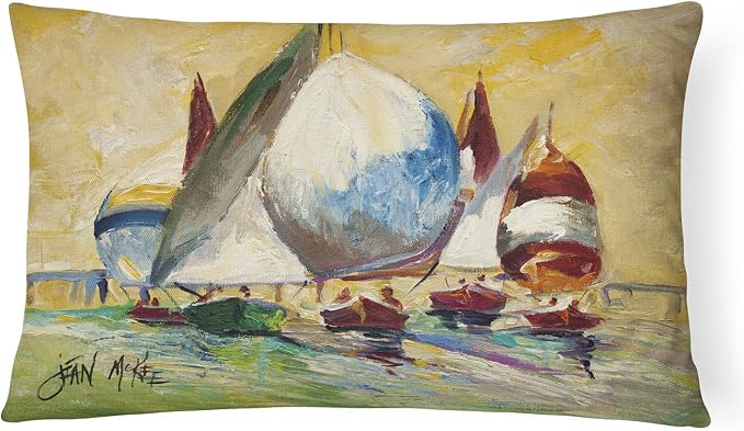 Caroline's Treasures JMK1033PW1216 Bimini Sails Sailboat Canvas Fabric Decorative Pillow Machine Washable, Indoor Outdoor Decorative Pillow for Couch, Bed or Patio, 12HX16W
