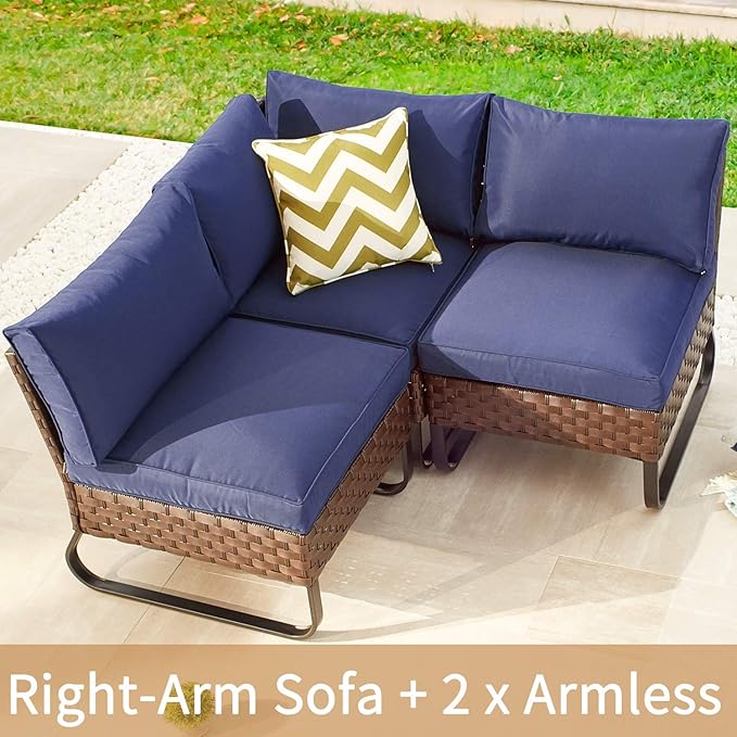 PatioFestival 7 Pieces Patio Furniture Sets with 8.7" Thick Cushion Outdoor Sectional Sofa Set,Patio Conversation Set with All Weather Frame