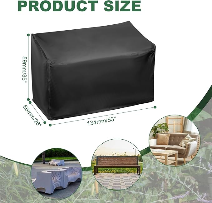 PATIKIL Outdoor Bench Cover, 210D Oxford Heavy Duty Waterproof Patio Furniture Covers for Garden Sofa Chair Table Zero Gravity, 53"L x 26"W x 35"T, Black