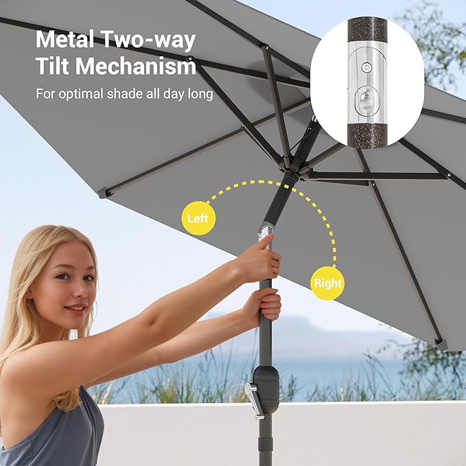 7.5ft Outdoor Umbrella Patio Umbrella,2-Year-Non-Fading,Table Market Patio Umbrella with Push Button Tilt and Crank,for Pool, Deck, Garden,Backyard