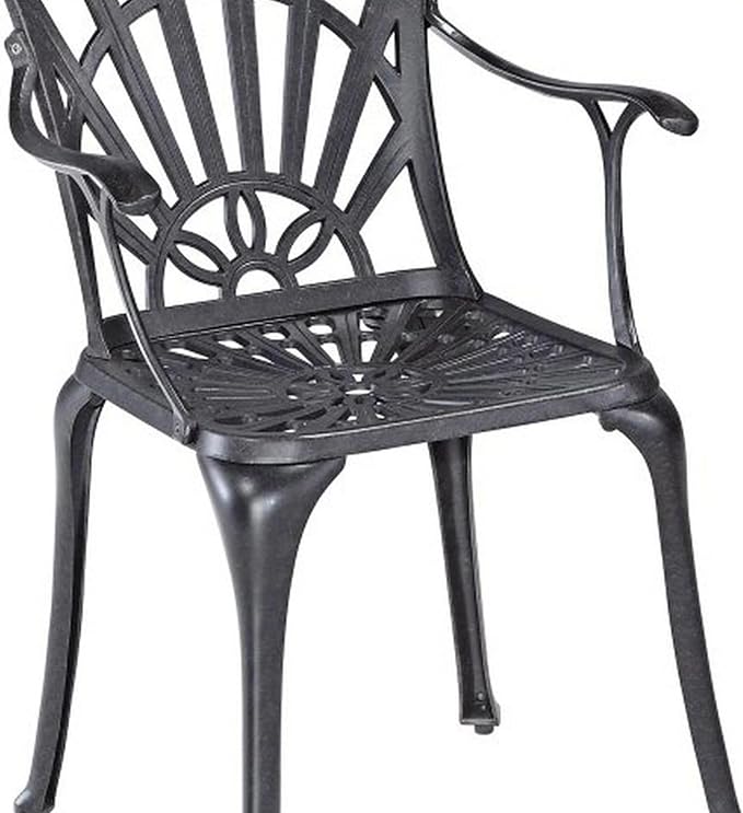 Homestyles 5 Piece cast Aluminum Frame Outdoor Patio Dining Set for 4, 42" Round Dining Table with Umbrella Hole and 4 Outdoor Dining Chairs, Patio Table and Chair Furniture Dining Set for 4 Person
