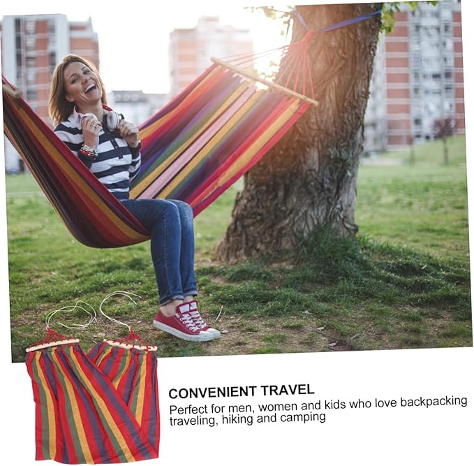 LIOOBO Leisure Hammock Comfortable Single Person Swing Giant Mesh Rope for Camping Outdoor Beach Visitors