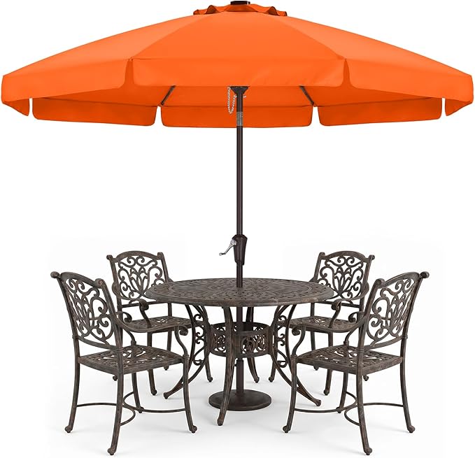 ABCCANOPY 9ft Scalloped Patio Umbrella, Outdoor Table Umbrella with Tilt and Crank, Fiberglass Ribs Deck Umbrella for Patio, Pool, Garden, Picnic (Orange)