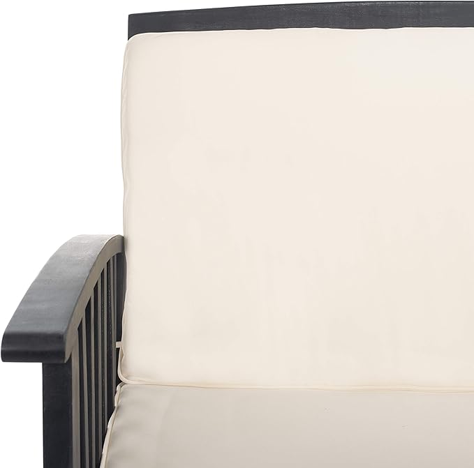 SAFAVIEH Outdoor Collection Rocklin Black/ White Cushions 4-Piece Conversation Patio Set