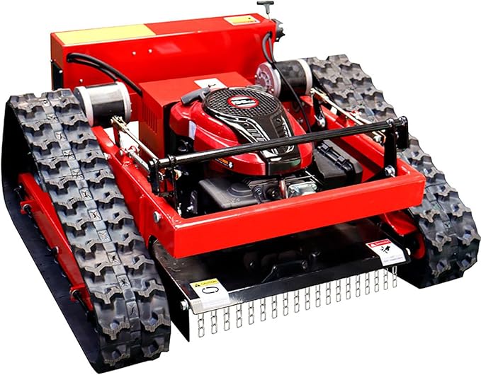 Remote Control Robotic Lawn Mower, Automatic Track Lawn Mower for 45° Slope, Adjustable Cutting Height, All Terrain Grass Cutter Yard Mower USA Stock