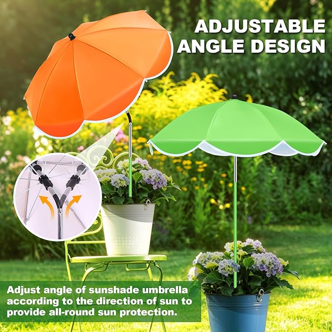 POILKMNI 2 Pack 2026 Upgraded Plant Umbrellas for Outdoor Plants - 25" Enlarged Garden Plant Umbrella Shade with Adjustable Angle, 43.3" Higher Sun Shade for Plants, Garden Beds, Potted Plant