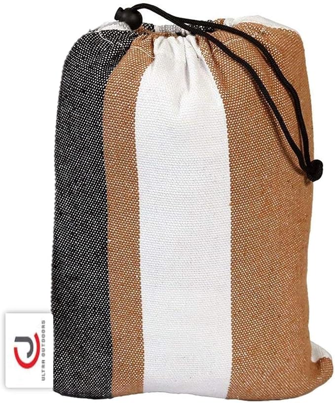 XL Double Brazilian Hammock 260x150cm - Soft Cotton Fabric for 2 People - Ideal for Backyard, Patio, Porch - Indoor/Outdoor Swing Bed with 2 Hanging Ropes Brown
