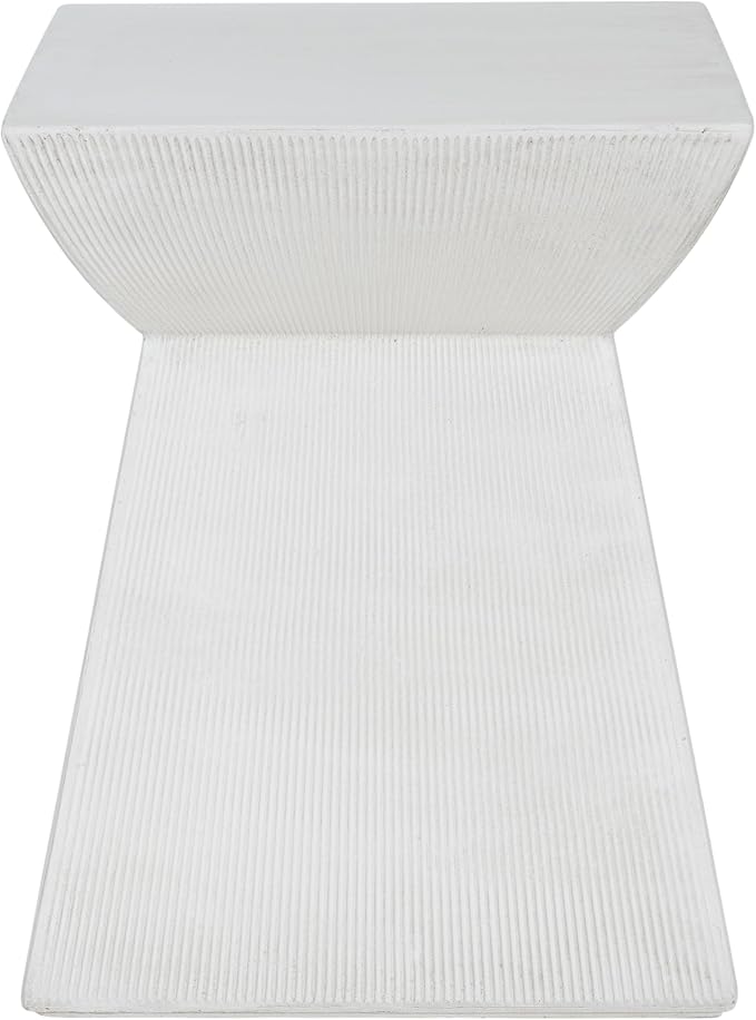 Christopher Knight Home Rell MGO Outdoor Side Table, Square Patio Decorative Small End Table with Pedestal Base, Lightweight Concrete Garden Accent Table for Patio Balcony, No Assembly, White