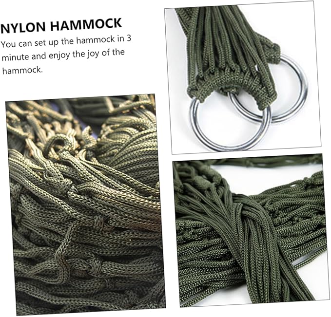 2pcs Outdoor Hammocks Nylon Rope Mesh Hammock Bed Heavy Duty Camping Swing Bed