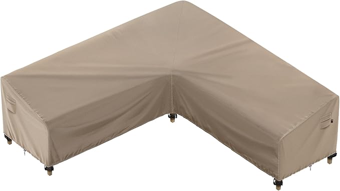 iBirdie Outdoor Sectional Cover fit 80 x 80 inch, 79 x 78, 77 x 76, 75 x 74 L-Shaped Patio Sofa Waterproof Weatherproof 600D Heavy Duty Garden Furniture Cover for Outside L Shape Couch, Brown