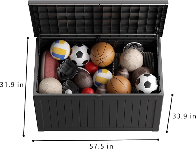 deck box,XXL 230 gallon Resin Large outdoor storage box waterproof and sunproof Loackable Suitable for patio furniture and outdoor garden tool storage（black）