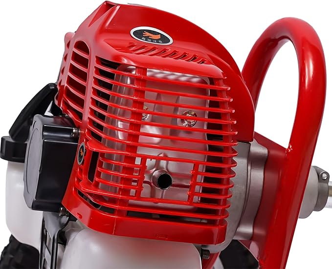 49CC 2-Stroke Gas Lawn Mower, 1.8KW Push Weed Eater & Lawn Trimmer, 2 in 1 Walk Behind Brush Cutter for Efficient Weed Removal Grass Cutting & Soil Loosening