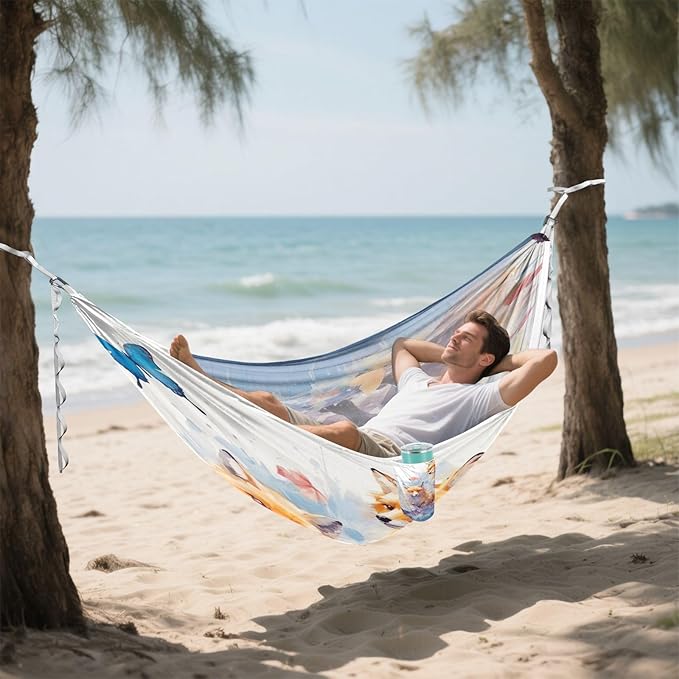 FRMG Fox Hammock 500 lbs Capacity Portable Hammocks with Tree Straps & Attached Carry Bag, Camping Essentials Gear 2012298a