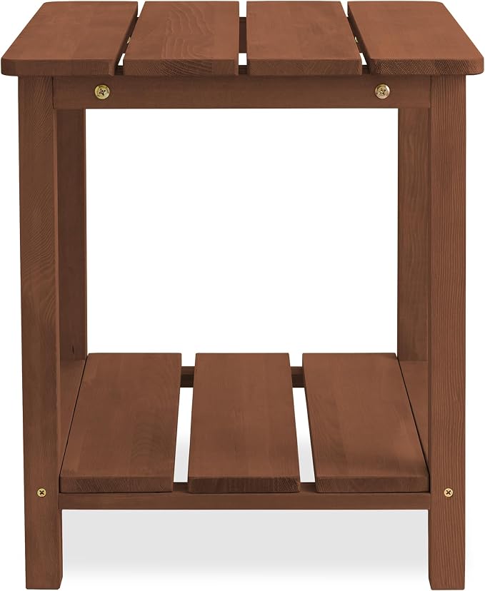 Casafield Adirondack Side Table, Set of 2 Cedar Wood Outdoor End Table with Shelf for Patio, Deck, Lawn and Garden - Espresso